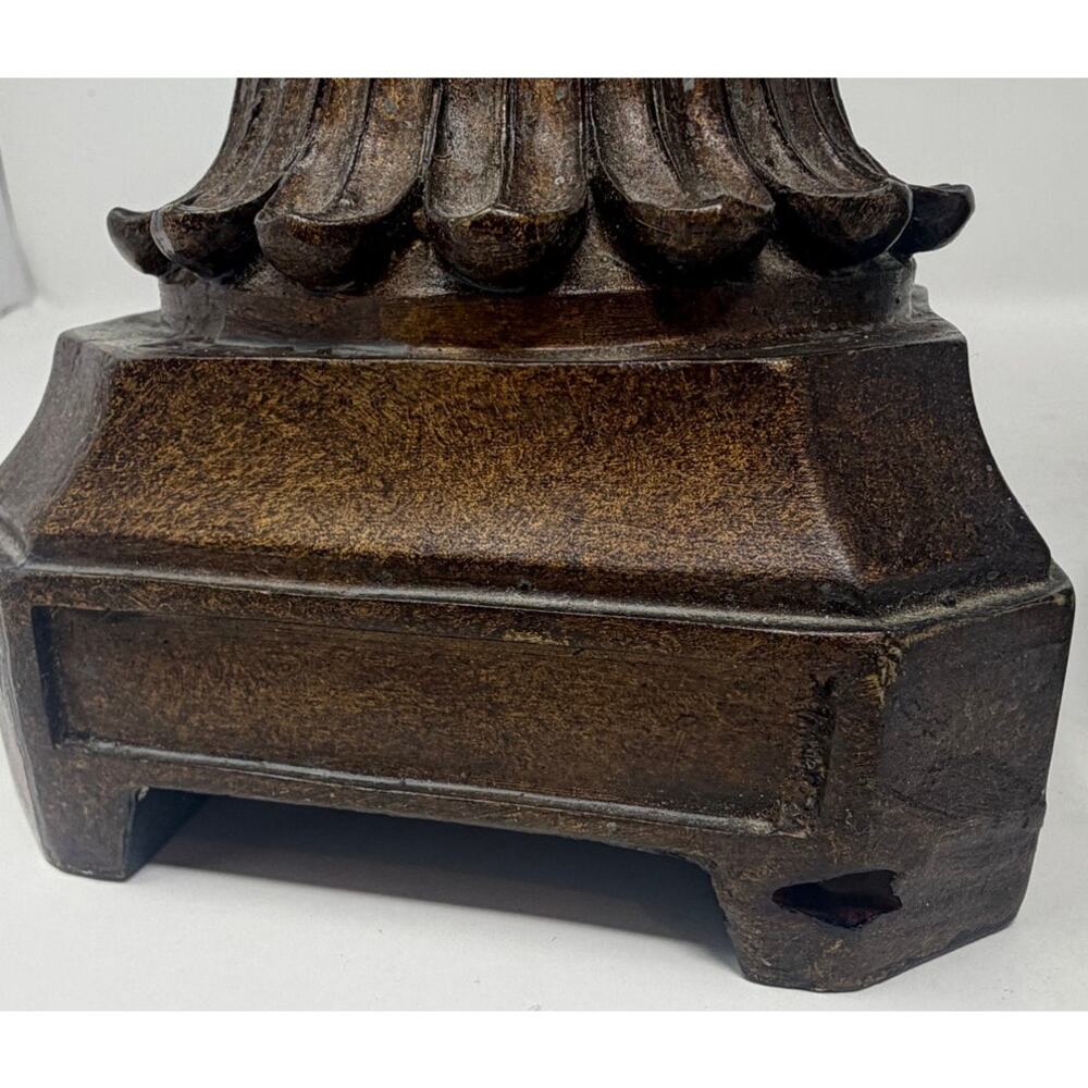 Tucson Style Pillar Faux Alabaster Finish Gold Brass Candleholders Set of 3 - Picture 8 of 11